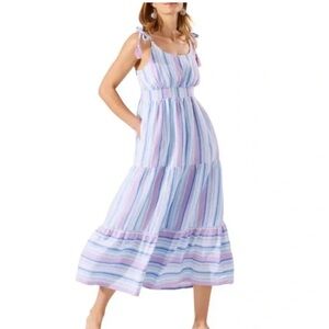 Tommy Bahama maxi sundress, size large, striped linen blend NWT